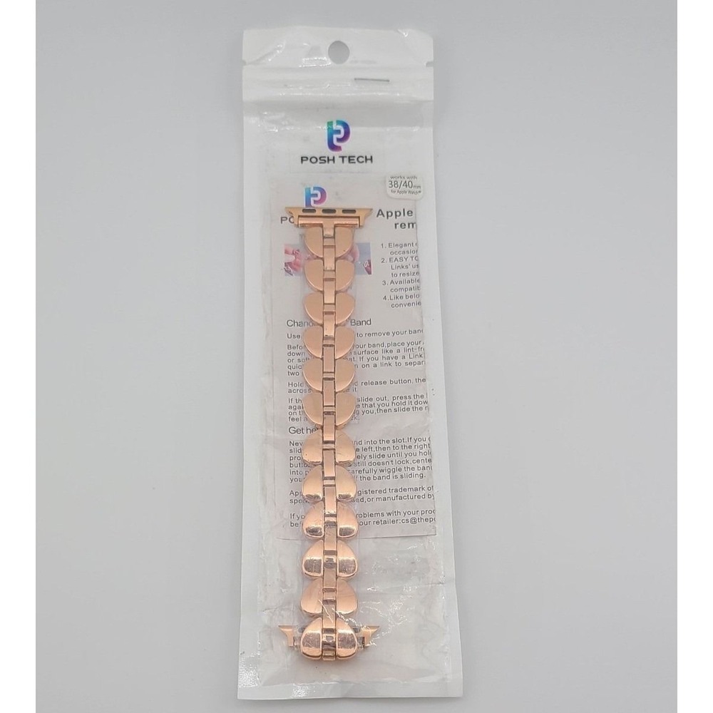 Posh Tech Rose Gold Heart Link Apple Watch Band 38/40mm New